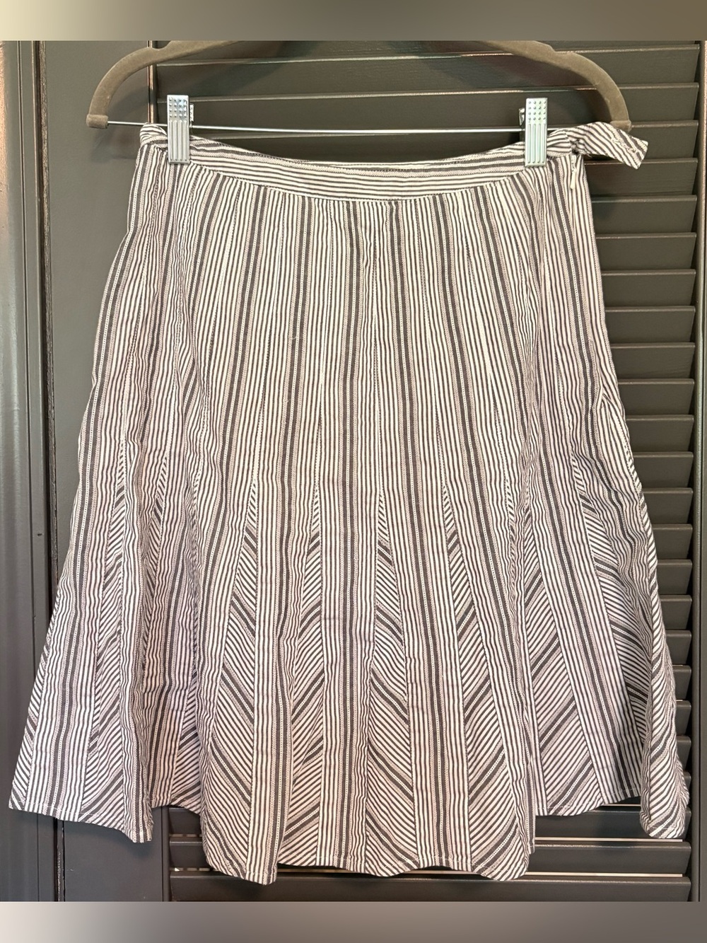 Talbots Striped A-Line Skirt in White and Blue